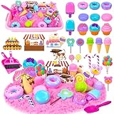 Bloolilies Sensory Bin, Ice Cream Play Sand Set with Magic Sand Toy for Kids, Ice Cream Toys Molds and Cleaning Tools Sandbox with Lid Sand Art Kits for Girls Toddlers Birthday Valentines Gifts