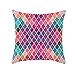 Lieson Fundas de almohada para niños, 1 funda de cojín de 16 x 16 pulgadas, fundas de almohada para exteriores, color rosa y morado, 40 x 40 cm, rombo geométrico, poliéster