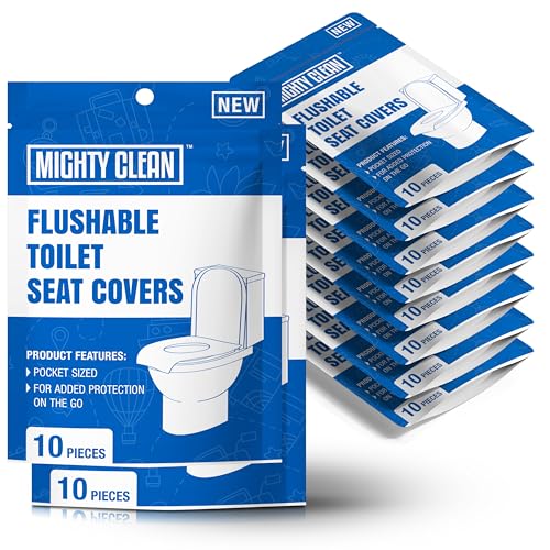 Toilet Seat Covers Flushable (100 Pack) - Upgraded XL Size| Biodegradable Paper Covers for Adults, Kids, Toddlers | Travel Essentials for Public Restroom, Airplane, Camping by Mighty Clean - Used condition - US$17.09