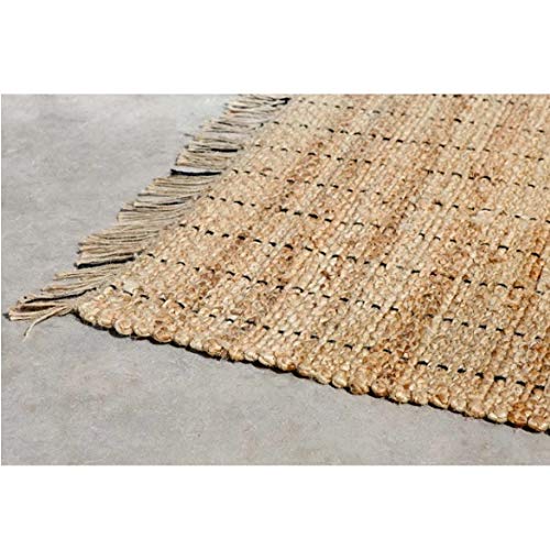 Nkuku Salem Tapis tissé à la main en chanvre naturel et noir 120 x 180 cm