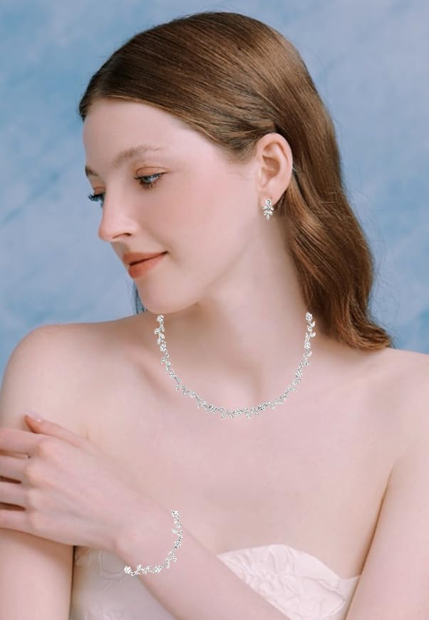 Austrian Crystal Rhinestone Choker Necklace Elegant Flower Leaf Chain Necklace Jewelry for Party Prom Costume Accessories for Women2