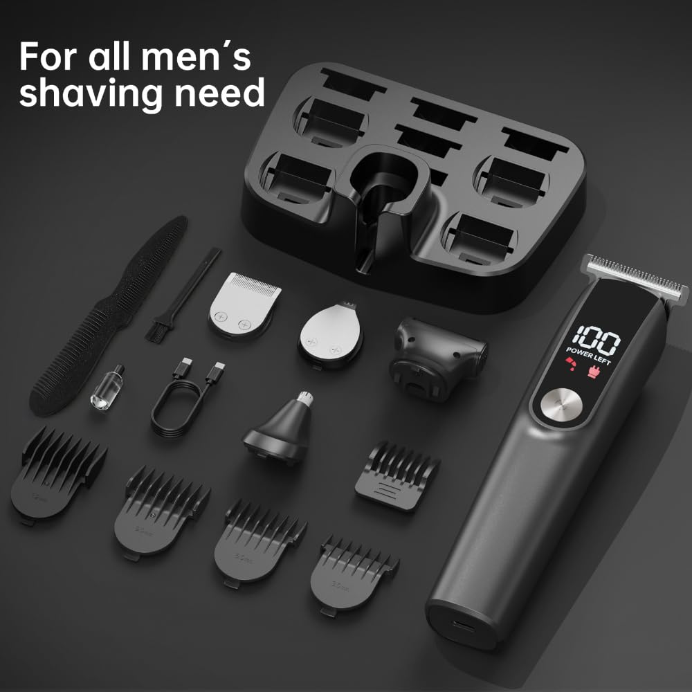 Recortadora de barba para hombres, maquinilla de afeitar eléctrica para nariz, cuerpo, cara y bigote, cortadora de pelo 5 en 1, afeitadoras inalámbricas para hombres, kit de aseo ideal para regalo