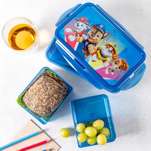 p:os Paw Patrol Brotdose Kinder mit Fächern - Auslaufsichere Bento Box Kinder für Kindergarten und Schule - Für Jungen, Blau