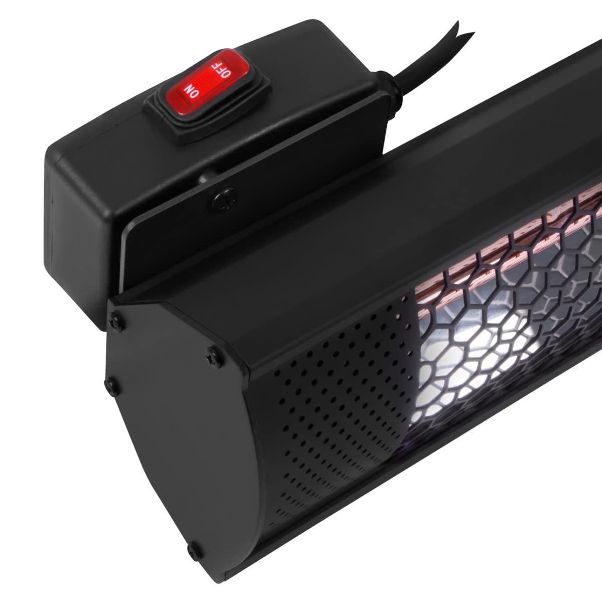 VONROC Calefactor Infrarrojo de Terraza 2000W Bajo Deslumbramiento IP55 | negro mate, montaje pared o techo, aluminio, soporte ajustable incluido, calefacción exterior cubierta