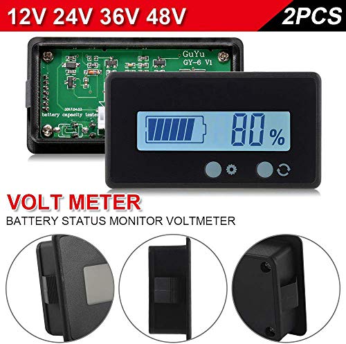 2 stuks LCD batterij capaciteitsmeter, waterdichte 12V/24V/36V/48V loodaccu statusindicator, lithium batterij… - Afbeelding 3