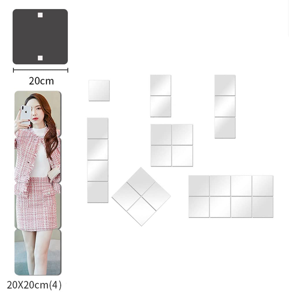 Amazon.co.jp: 【割れない鏡・20×20cm 4枚セット・丸角仕様】 貼る鏡