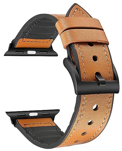 Image of AMIRITE ABS056 Silicone Faux Leather Belt Loop Watch Straps / Bands Compatible With Apple iWatch For Men Women Unisex, Replacement Strap 49mm 45mm 44mm 42mm For iWatch Series Ultra /8 /7 /6 /5 /4 /3 /2 /1 /SE /SE2【 👉 Only Strap for Apple iWatch ⌚ Watch NOT Included 】
