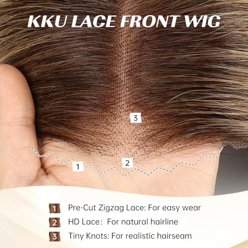 Image of KKU 16 Inch Human Hair Wigs for Women,5x5 Lace Front Wigs Human Hair,wigs for women (Ombre Ash Blonde)