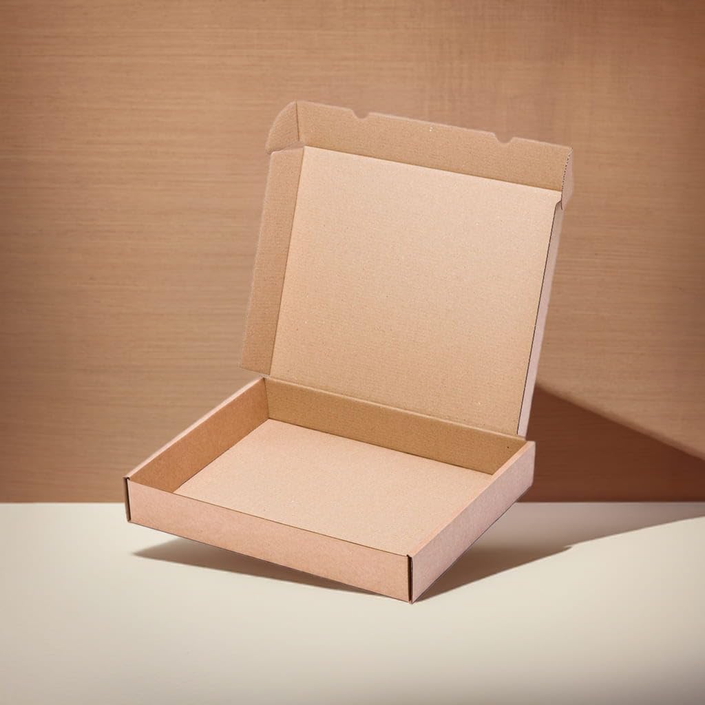 TELECAJAS | 25 Cajas 43x35x7 cm Postal Automontable con Tapa Robusta Troquelada Medidas Interiores | Anónima Cartón Marrón Kraft | Pack de 25 cajas