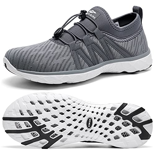 ALEADER Men's Water Shoes for Quick Drying Xdrain Adventure Beach Swim Shoes Dark Gray 10.5 D(M) US