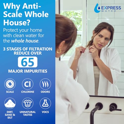 Image of Express Water Whole House Water Filter System, 3 Stage Home Purifier System, Top Tier Filtration Specially Designed to Prevent Scale Build-Up, Protects Pipes and Appliances