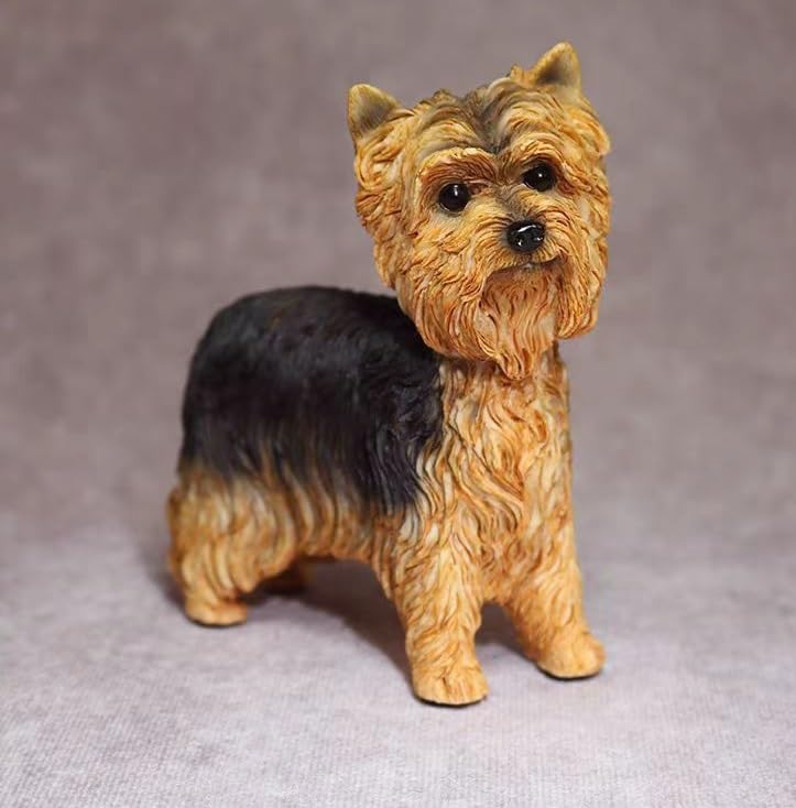 QQYDZSW Statue Stunning Home Garden Ornament Sculpture Decoration Decorative Yorkshire Terrier Simulation Dog Model Car Decoration Crafts Home Collection Gift Sitting Posture