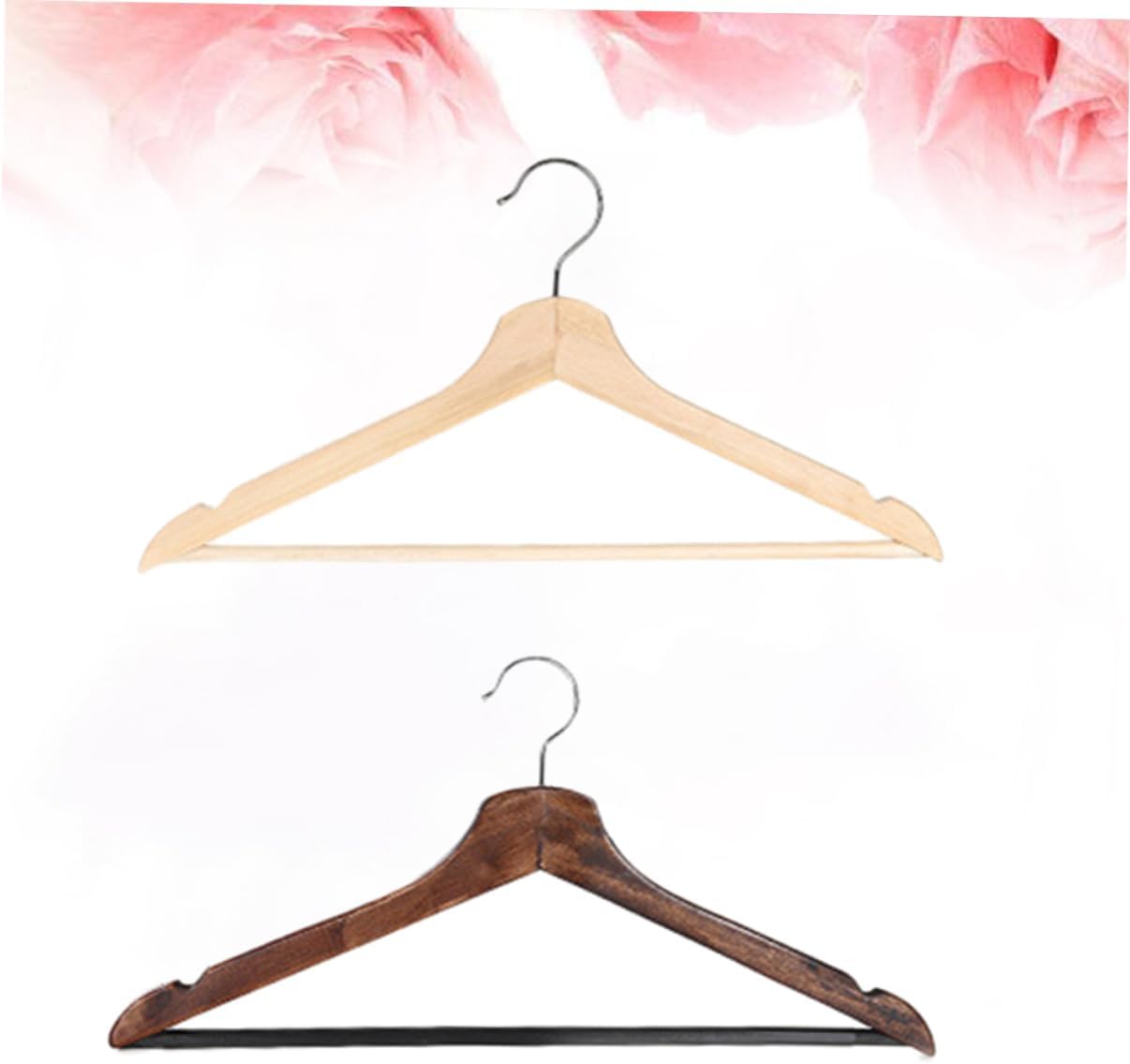 Luxshiny 2pcs Solid Wooden Suit Hangers Coating Natural Walnut Non-Slip Flat Multi-Purpose Hangers