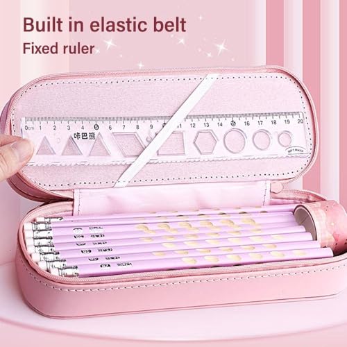 Image of Parshya Pencil Case Double Layer 3D Cute Pencil Pouch Aesthetic Pencil Case for Girls Large Capacity Pen Pencil Pouch Multifunctional Stationery Organizer for School(Happy Time Mini Purple)