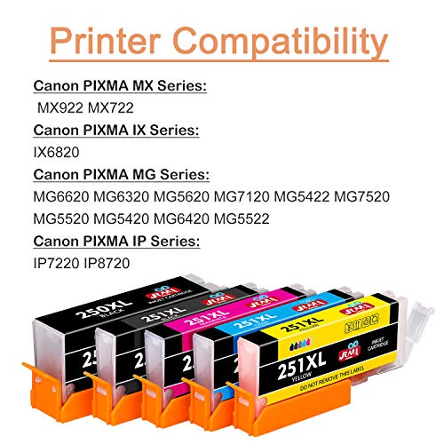 JIMIGO-PGI-250XL-CLI-251XL-Compatible-Replacement-for-Canon-250-251-Ink-Cartridges-for-Pixma-MX922-IX6820-IP7220-IP8720-MG5520-MG5420-MG5620-MG6620-Printer-4-PGBKCyanMagentaYellowSmall-Black
