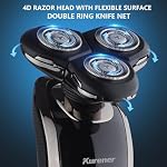 kurener Electric Razor for Men Shaver Rechargeable 100% Waterproof Rotary for Shaving with Nose Trimmer Sideburns Trimmer Face Cleaning Brush, Black, KR1260