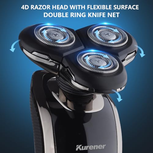 Electric Razor for Men Shaver Rechargeable Waterproof Rotary for Shaving with Nose Trimmer Sideburns Trimmer Face Cleaning Brush — view 5