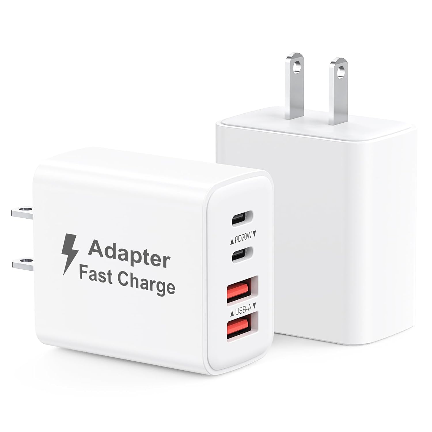 USB C Charger Block 40W 2Pack 4-Port Type C Fast Charging Blocks PD USBC Plug Adapter QC USB