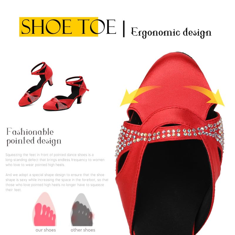 AOQUNFS Women Ballroom Latin Dance Shoes Salsa Closed Toe 1920s Party Dance Performance Shoes,Model L1573