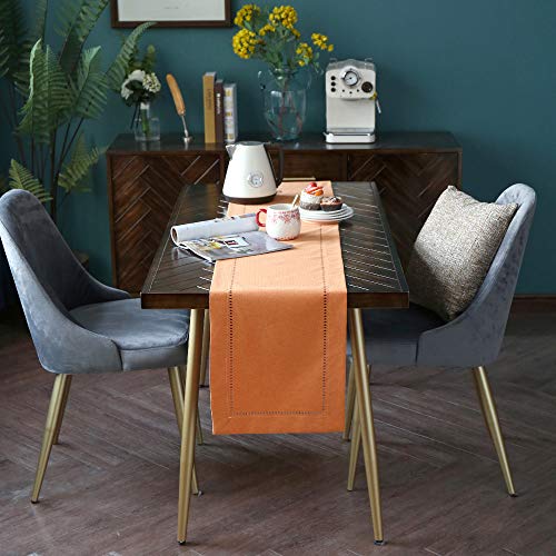 Exquisites Leinengewebe Exquisites Lasergeschnittenes Muster Tischläufer Beige Orange Grün Kaffee Farbe Grau Optional (Orange, 35 x 180 cm) – Ansicht 5