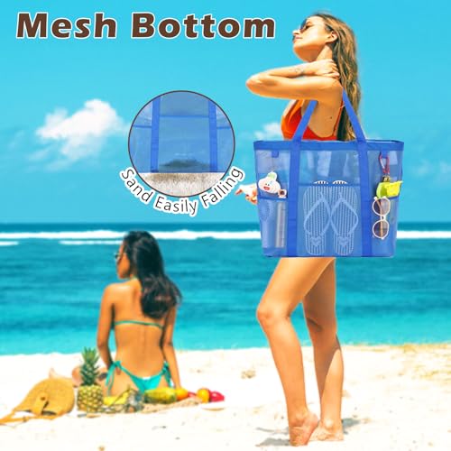 Image of Fammart Large Mesh Beach Bag for Women, Oversized Beach tote Swim Pool Bag