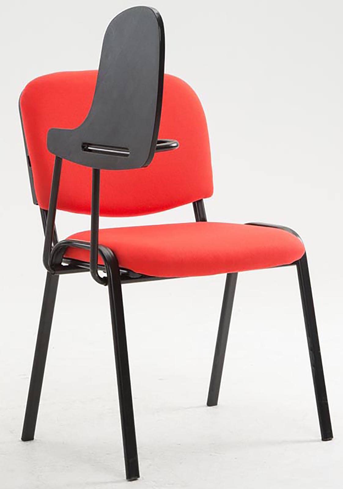 Lot de 4 Chaises Visiteur Ken Tissu Tablette Rabattable Salle de Conférence Rouge