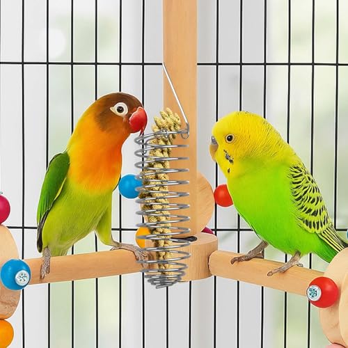 2 Pack Millet Spray Holder for Parrots, Parakeet Treat Sticks Feeder, Natural Millet Treats and Crunch Bars for Birds, Includes Cuttlebone and Calcium Block for Healthy Chewing and Play - Thumbnail 6