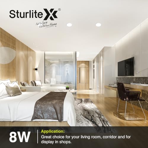 Image of Sturlite Dex 8 Watt Square LED Downlight|Cool White Color Temperature (6.5k)|Cut-Out 4 Inch|800 Lumens Recessed Panel & Surge Protection Ceiling Light for Multiple Usage - (Pack of 4)