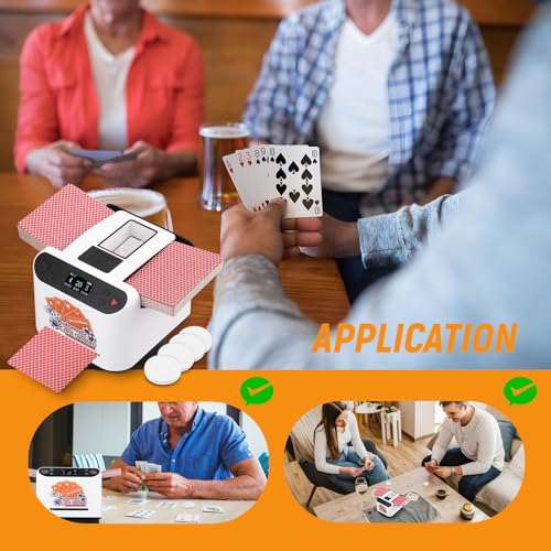 Image of Automatic Card Shuffler and Dealer + 4 Remote Controller | For 12 Players with Texas Holdem & Bridge Model Rechargeable Card Calling for Blackjack Family Party