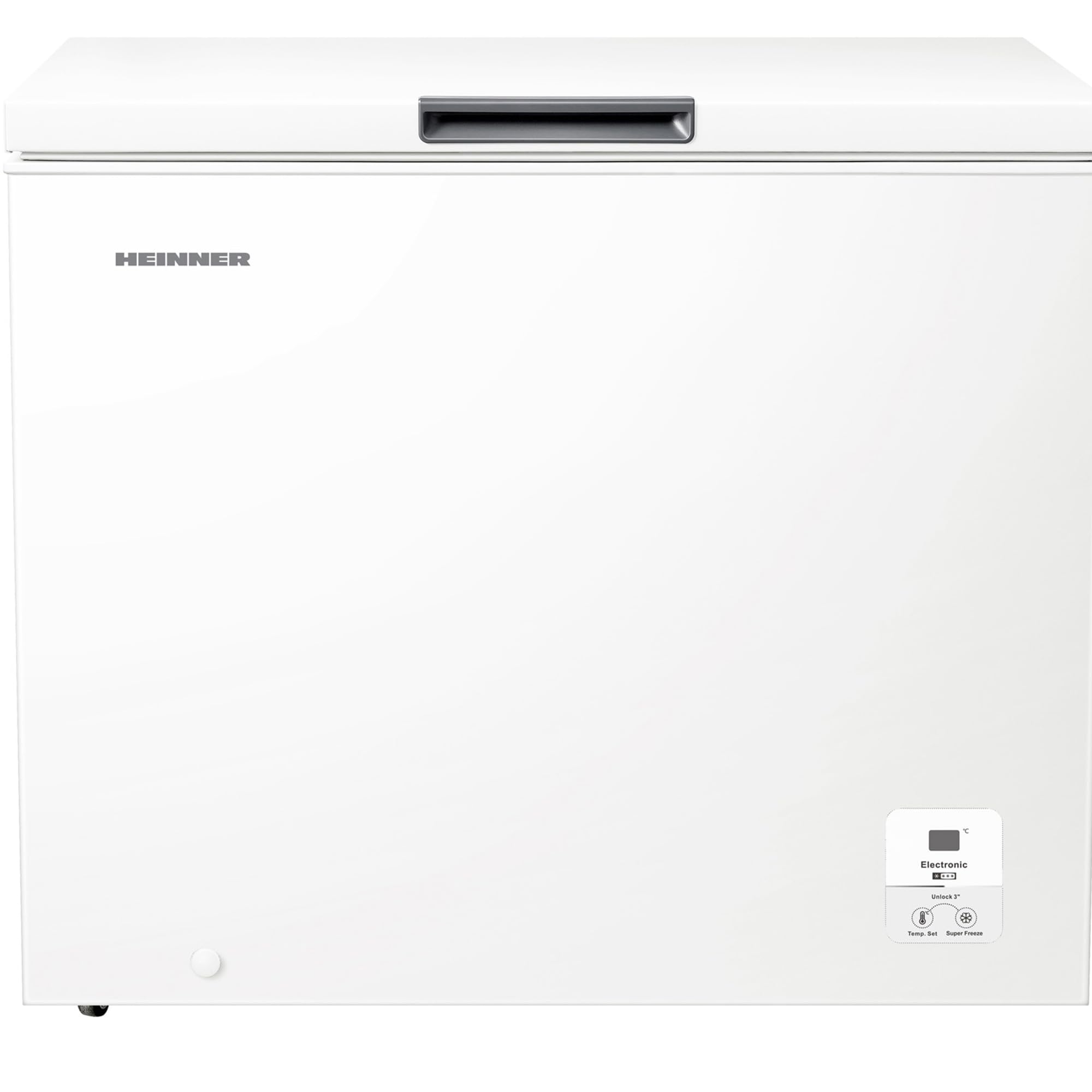 HCF-HS248EE++ Gefriertruhe 248 L – Großes Fassungsvermögen für Tiefkühlkost, Energieeffizienter Betrieb, LED-Display mit praktischer Innenbeleuchtung, Silber, Inklusive 5 Jahre Garantie
