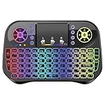 LONGYI i10 Mini Clavier sans Fil Smart TV Clavier Mini sans Fil Rétroéclairé avec Souris Touchpad, Bluetooth et 2,4 GHz USB Keyboard pour Android TV Box/HTPC/Pad/Notebook/Projector