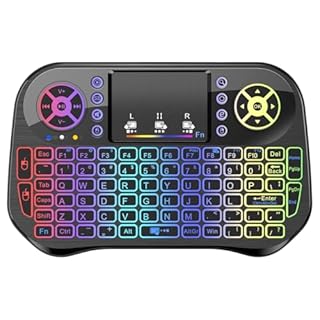 LONGYI i10 Mini Tastiera Wireless, Smart TV Tastiera Mini Wireless Retroilluminata con Mouse Touchpad, Bluetooth e 2.4GHz USB Keyboard per Android TV Box/HTPC/PC/Pad/Notebook/Projector