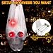 Halloween Decorations Outdoor 2 Packs Hanging Skull Decor Indoor Scaring Skull with Light up Eyes Spider Web Haunted House Hanging Skeleton Ghost for Yard Tree Decors Halloween Party Decor