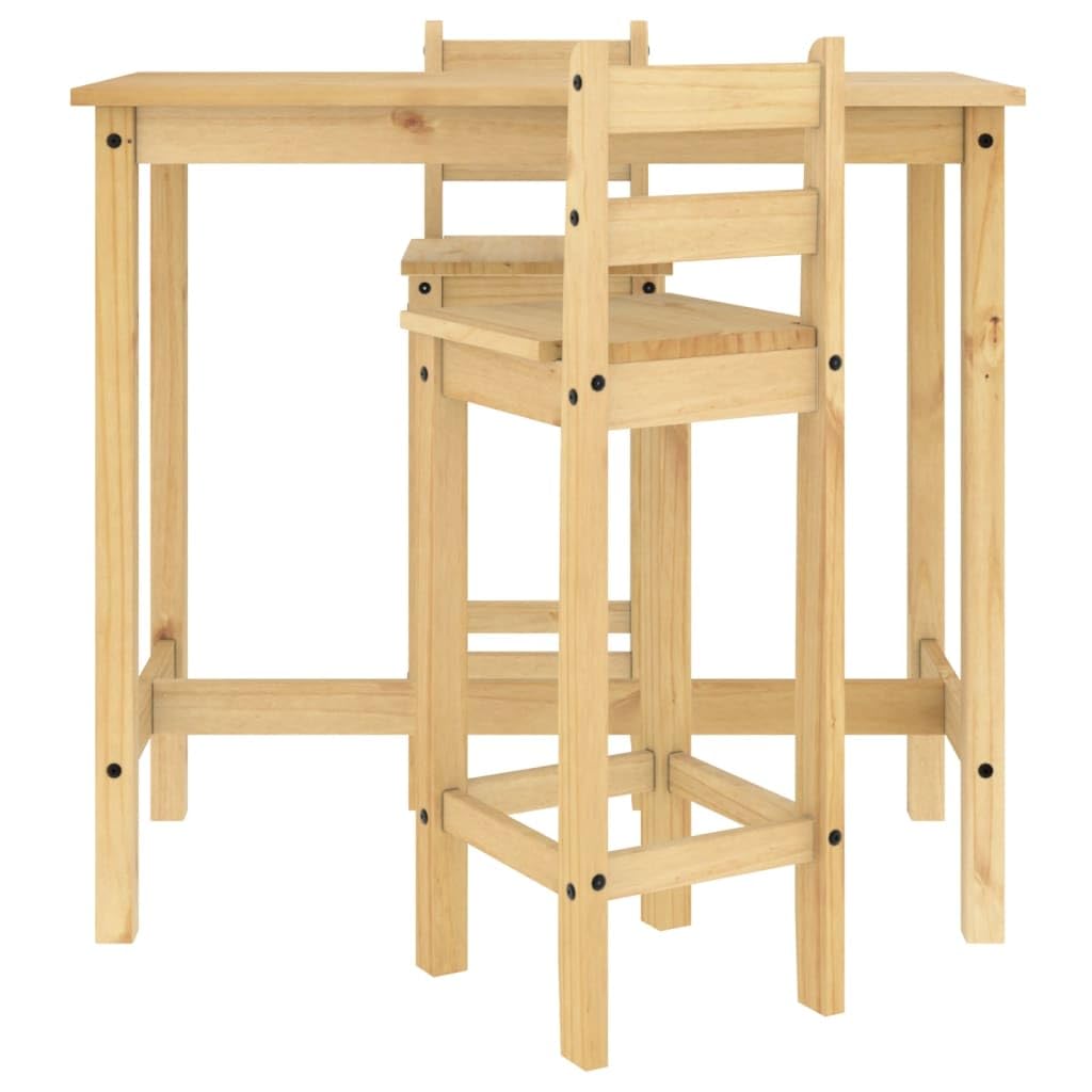 Set de bar 3 pièces en bois massif de pin, ensemble de table de bar, ensemble de chaises de salle à manger, chaises de cuisine, salle à manger, salon