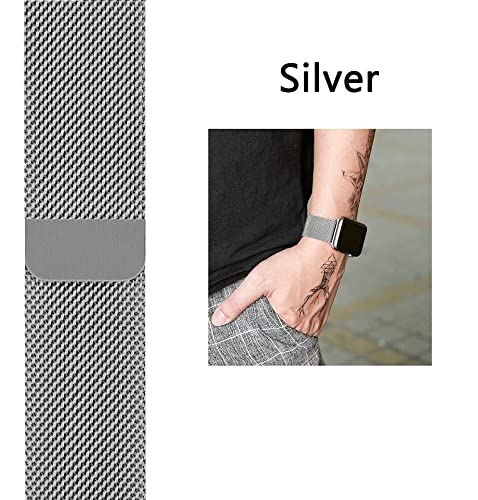 Image of PEFKO PSS56 19MM Milanese [ Magnetic ] Sporty Straps /Bands Compatible for Boat Storm Smart Watch & Watches with 19mm Lugs Size (19MM, SILVER [ MAGNETIC MILANESE STRAP ])