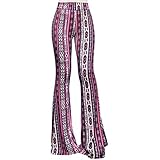 ShopMyTrend SMT Women's High Waist Wide Leg Long Bell Bottom Yoga Pants Large Arrows Tribe Fuchsia