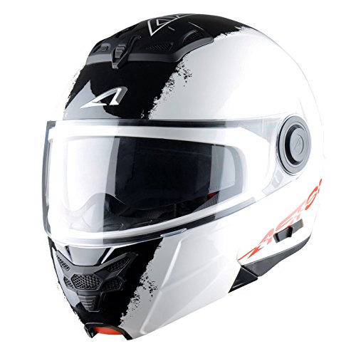 Astone Helmets - RT800 graphic exclusive STRIPES - Casque de moto modulable - Casque de moto 2 en 1 - Casque polyvalent route et ville - Casque en polycarbonate - black white L