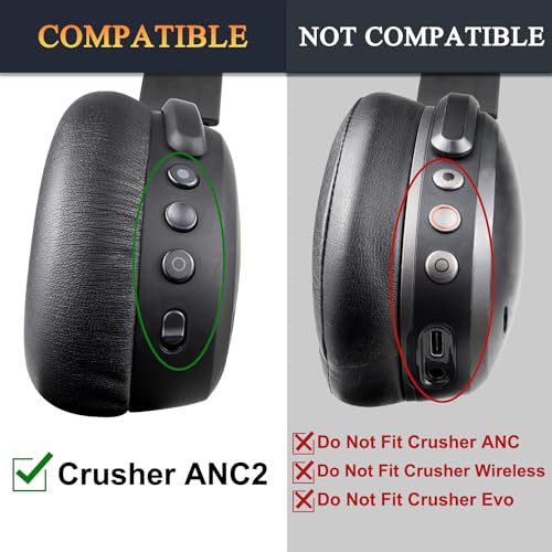 Image of SOULWIT Earpads for Skullcandy Crusher ANC 2(ANC2) - Black | Do Not Fit Crusher ANC Wireless Headphones