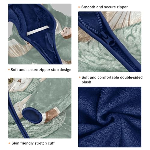 Cute Cat Wrapped in Blanket Girls Fleece Jacket Girls Fall Jacket Girls Zip Up Hoodie Girls Sherpa Jacket 2-10T3