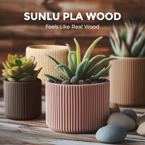 Image of 250g Wood PLA Filament 1.75mm Beginner Bundle, SUNLU 3D Printer Filament, Real Wood Fiber PLA, 250g Spool, 4 Rolls, Walnut+Logs+Cherry+Maple