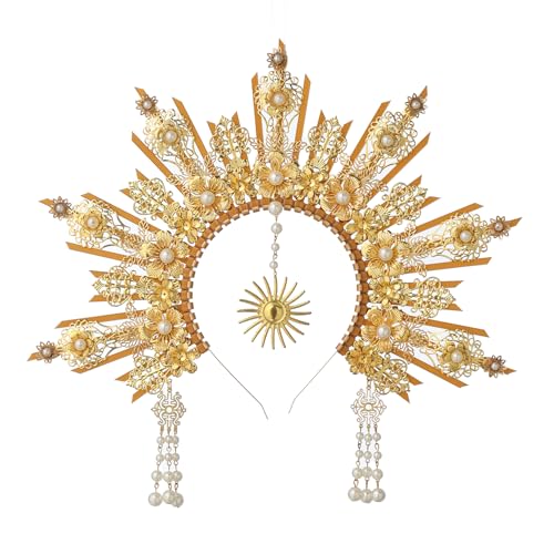 BLESSUME Goddess Gold Spike Halo Crown Headpiece NYLON ZIP TIE