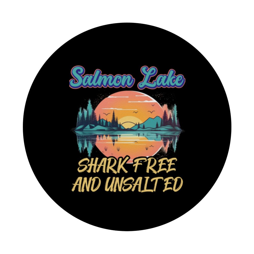Salmon Lake Shark Free And Unsalted Lake Escape Sanctuary PopSockets Swappable PopGrip, Black - Image 3