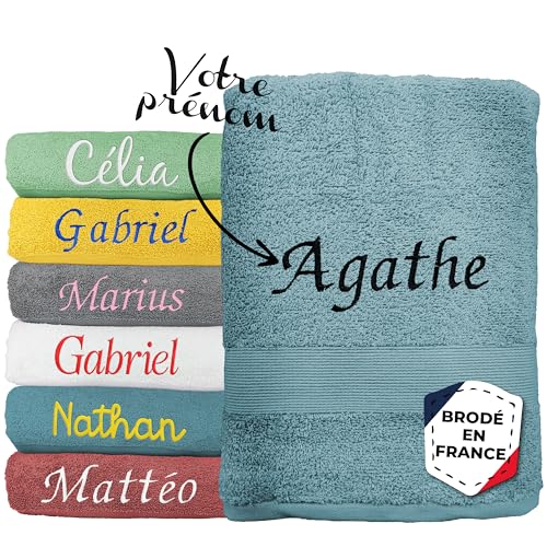 KDO MAGIC - Serviette personnalisée - 100% Coton, épaisse et Douce - Prénom brodé - Drap de Bain, Douche éponge Personnalisable - Cadeau noël,...