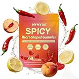 MYMYDE Spicy Square Heart Shape Gummies 60 Chewable Pack - Fun Treat for Couples & Social Moments -Perfect for Bars & Parties, Spicy Snacks & Relaxation (Spicy Peach Flavor)
