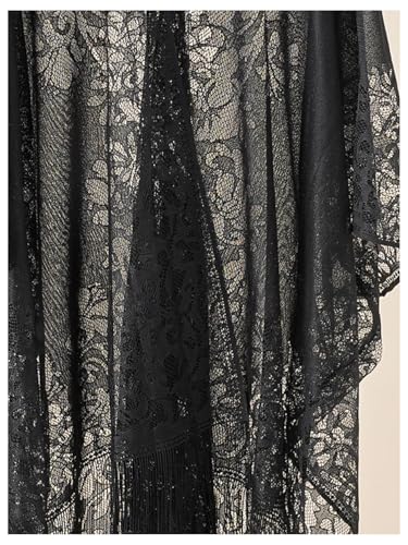 Milumia Women's Floral Lace Shawl Warps Fringe Open Front Shrug Pashmina Shawl Evening Dresses Scarfs2