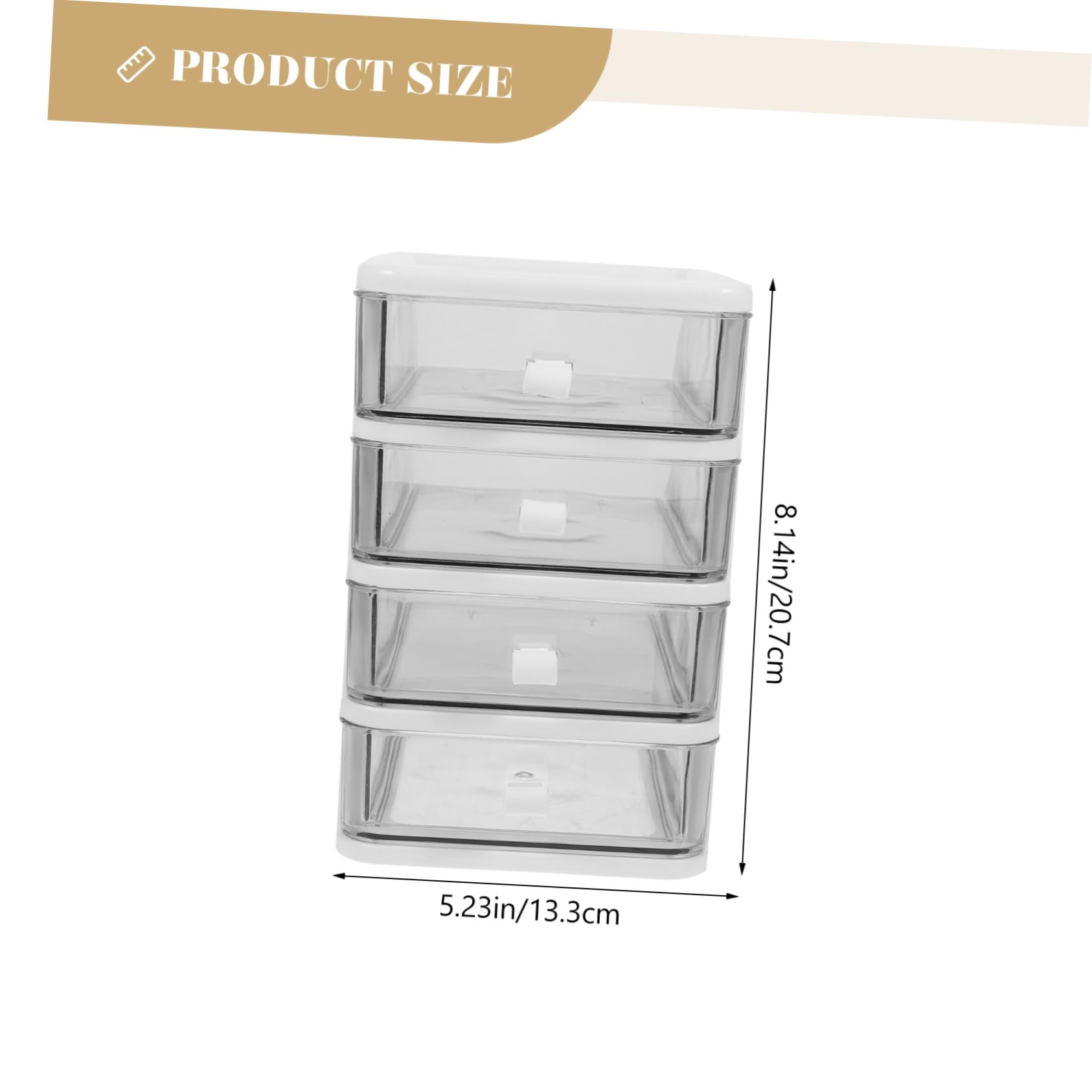 LABRIMP Organizador De Cajones Transparente Pequeño Para Escritorio 4 Capas, Caja De Almacenamiento De Plástico Resistente, Organizador De Papelería y Maquillaje, Compacto Para Uso Doméstico y Oficina