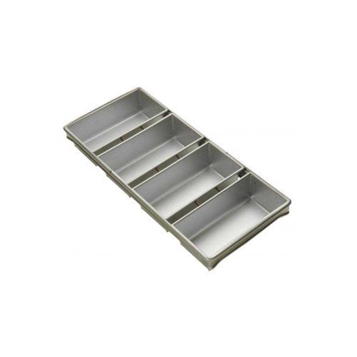 904245 4 Strap Bread Pan Set, 8-1/2" x 4-1/2" Individual Pan Size, 9-7/32" x 21-7/8" Overall Size, 2-3/4" Pan Depth,