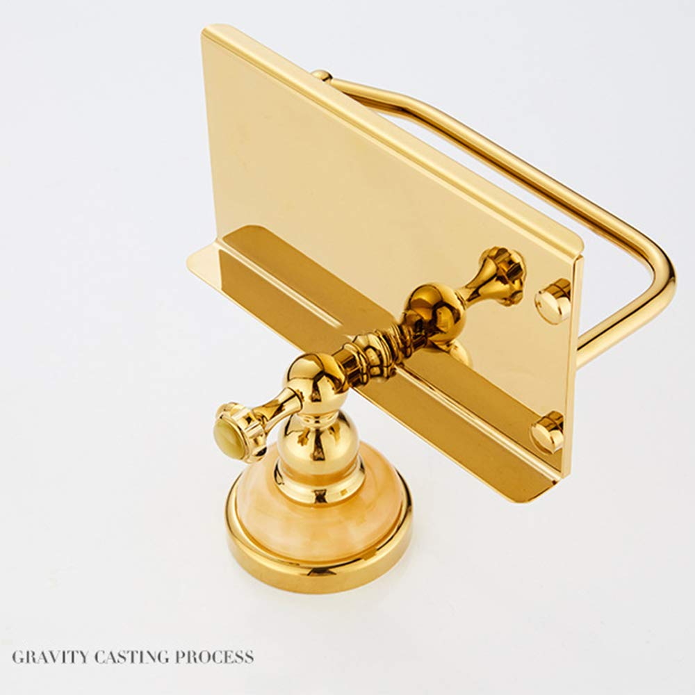 Europeo Di Porta Carta Igienica Muro D'ottone Montato Moderno Supporto Del Tessuto Rotolo Di Accessori Da Bagno Con Supporto Mensola Del Telefono Per L'hotel Bagno Camera Da Letto, L'oro,Sapphire