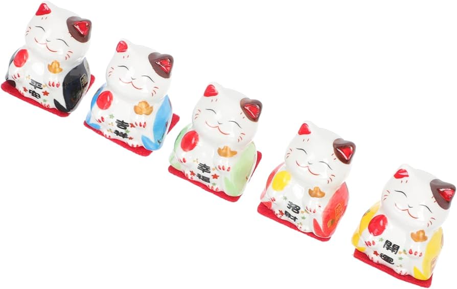 Amazon.co.jp: ARTIBETTER 5PCS 招き猫 陶器 招き猫 置物 小さい 風水
