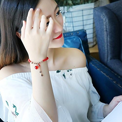 Natal Lucky red Hand-Woven Couple Lover Plated 18k Rose Agate red String Bracelet Bangle Hand Rope Money Bags Women Girls Models